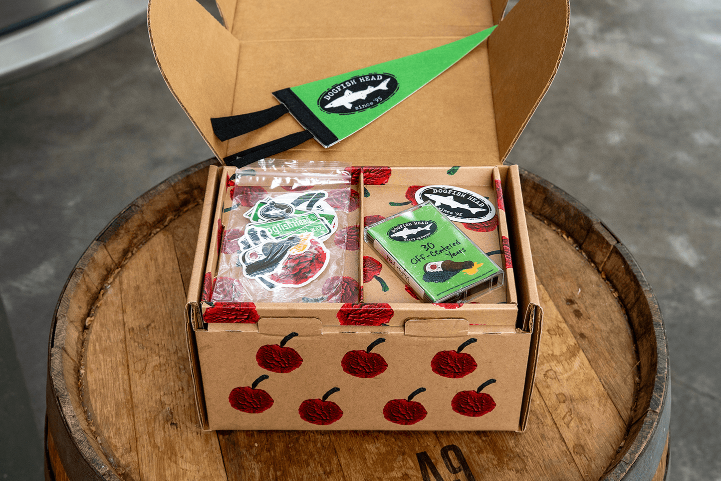 30th Anniversary box with dogfish swag