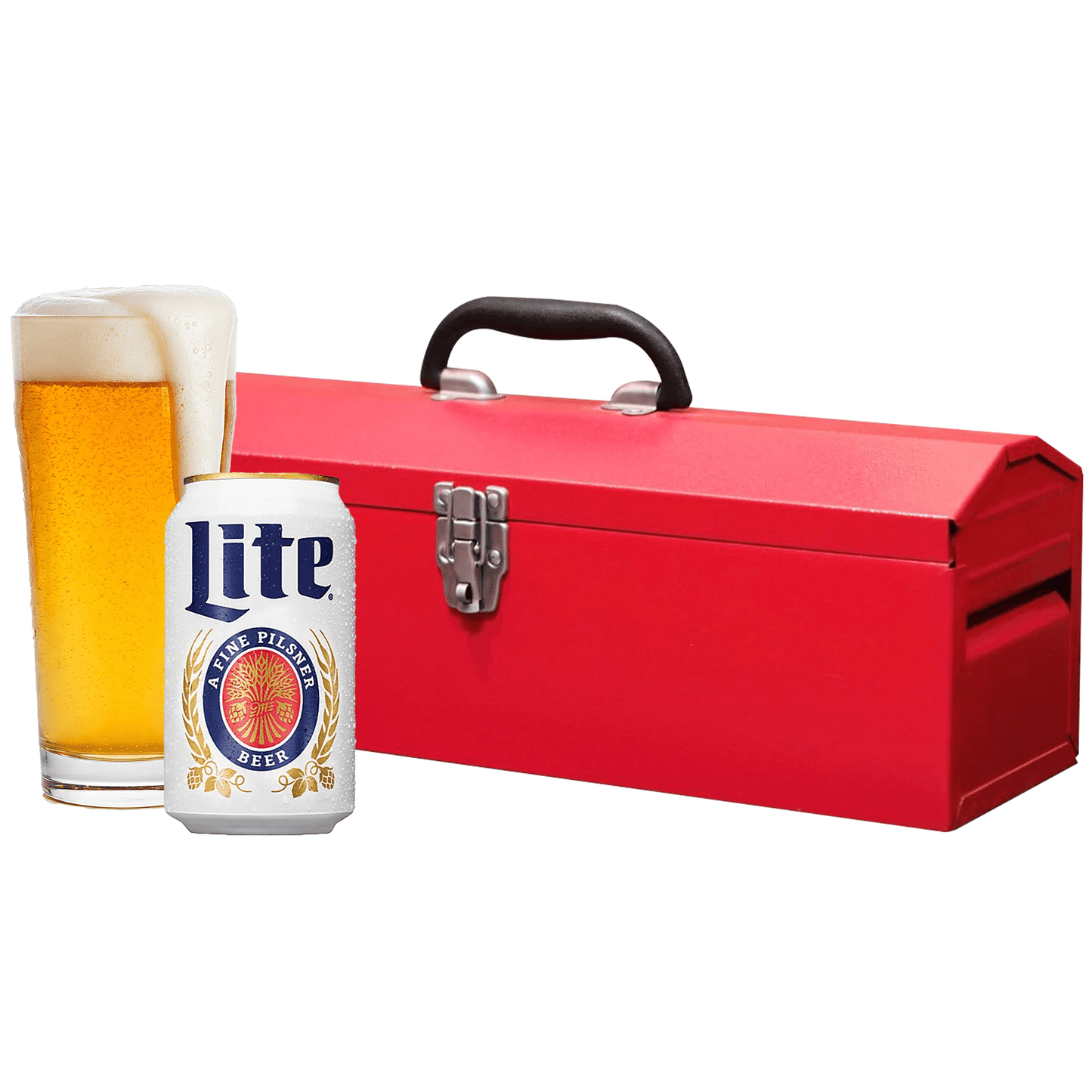 Miller Toolbox with 6-pack of Miller beers