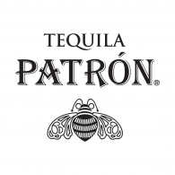 Patrón Tequila logo with a bee emblem on a white background
