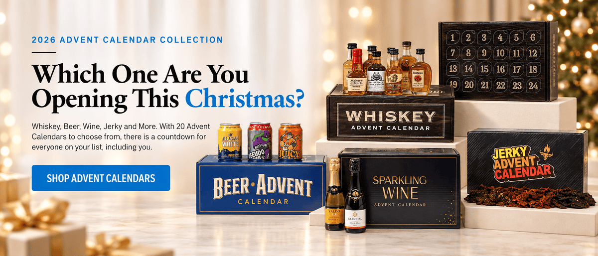 2026 Advent calendar collection featuring whiskey, beer, sparkling wine and jerky calendars