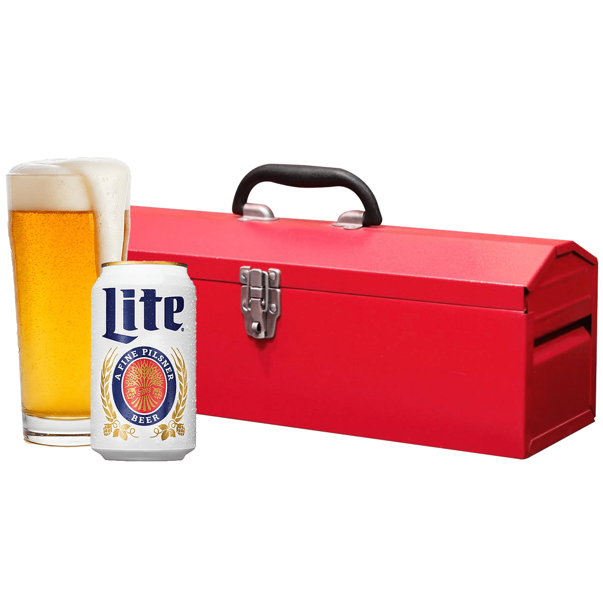 Miller Toolbox with 6-pack of Miller beers