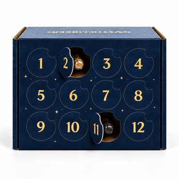 Sparkling Wine Advent Calendar 2026 with numbered doors and mini bottles inside