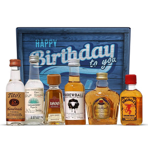 Happy Birthday Liquor Sampler - Choose from Whiskey, Vodka, Tequila, Rum or Gin